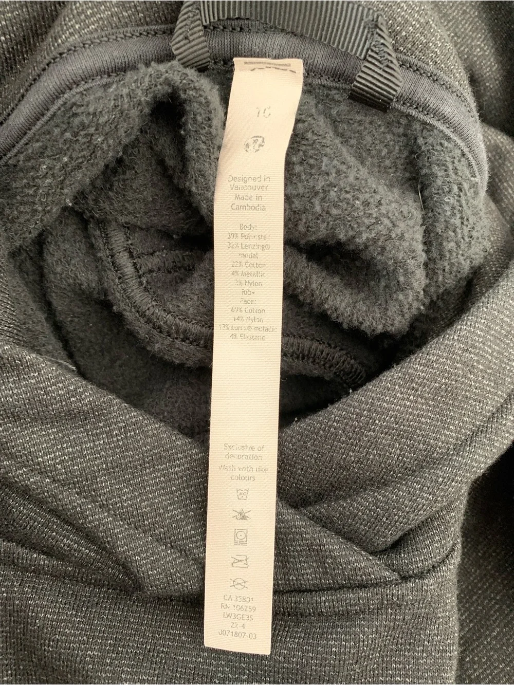 LULULEMON Loungeful Cropped Hoodie *spark Black/Gray size 10 - Picture 8 of 11